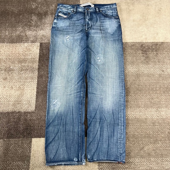Diesel Selvedge Jeans Mens 34x32 Blue Distressed Made in Italy Y2K Denim